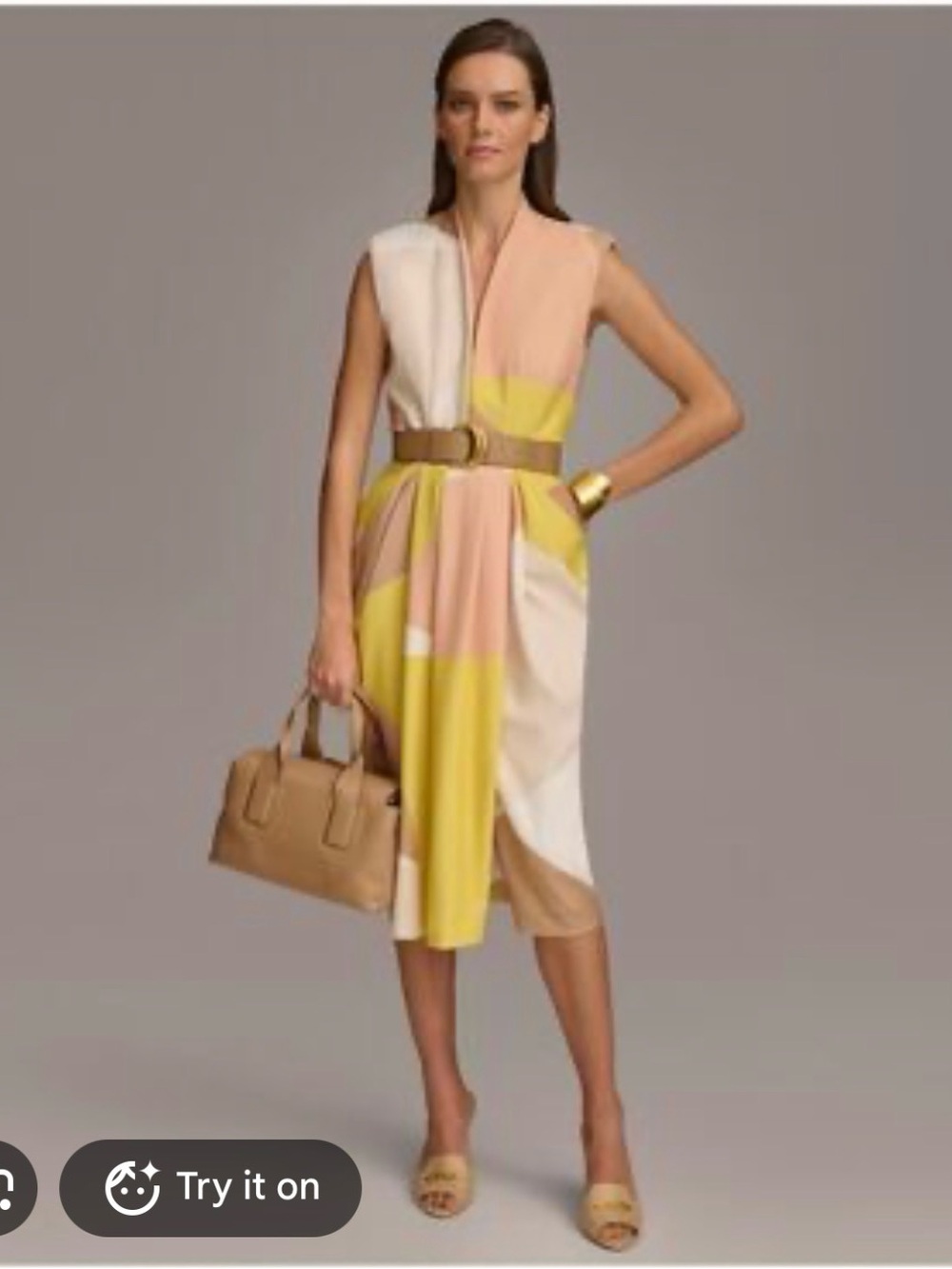 Donna Karan V-neck Sleeveless Sheath Dress❗️missing belt!
